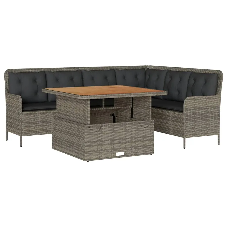 Salon de jardin 2 pcs avec coussins Gris Résine tressée - 2