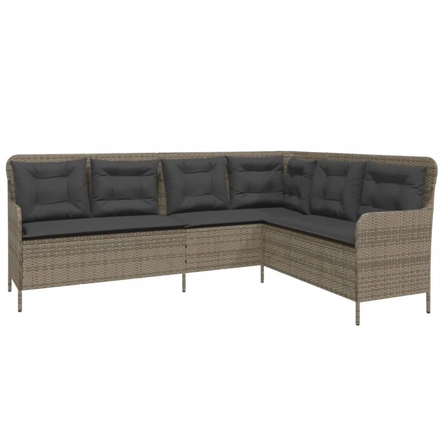 Salon de jardin 2 pcs avec coussins Gris Résine tressée - 3