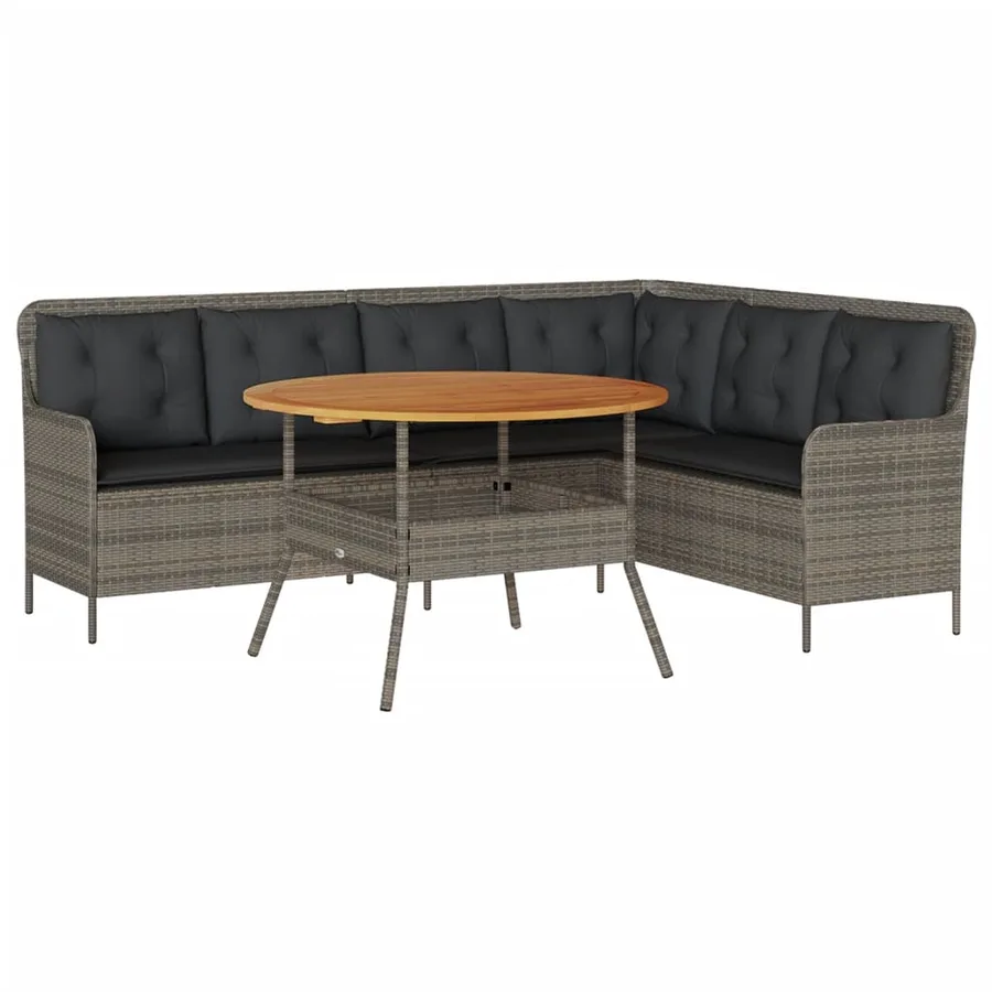 Salon de jardin 2 pcs avec coussins Gris Résine tressée - 2