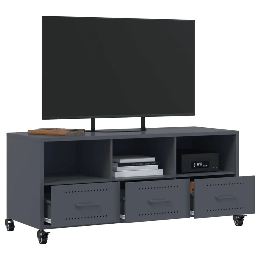 Meuble TV anthracite 100,5x39x43,5 cm acier - 5