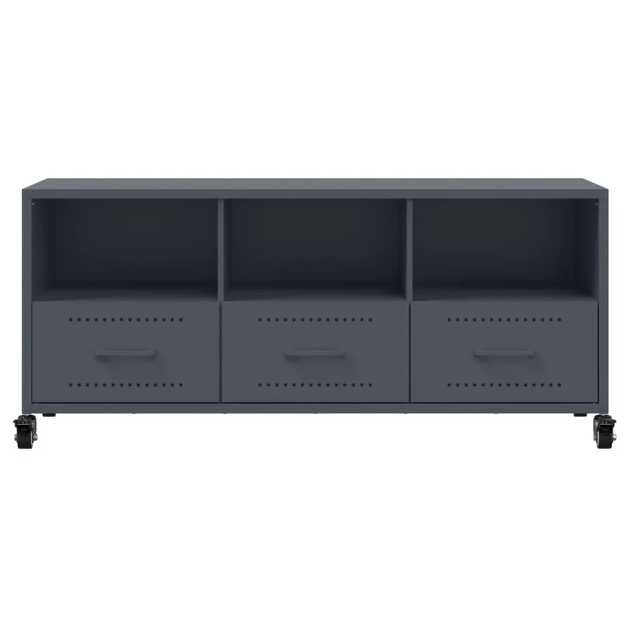 Meuble TV anthracite 100,5x39x43,5 cm acier - 6