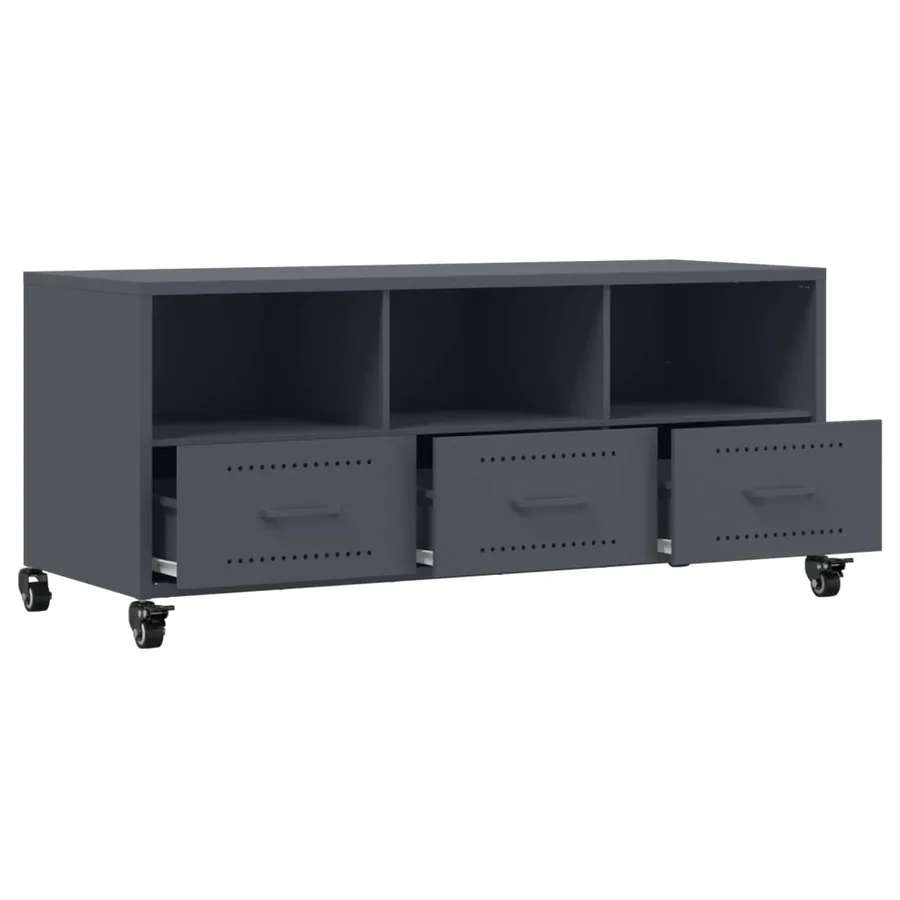 Meuble TV anthracite 100,5x39x43,5 cm acier - 9
