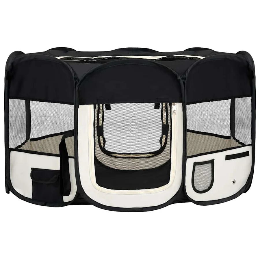 Parc pliable pour chien avec sac de transport Noir 145x145x61cm - 2