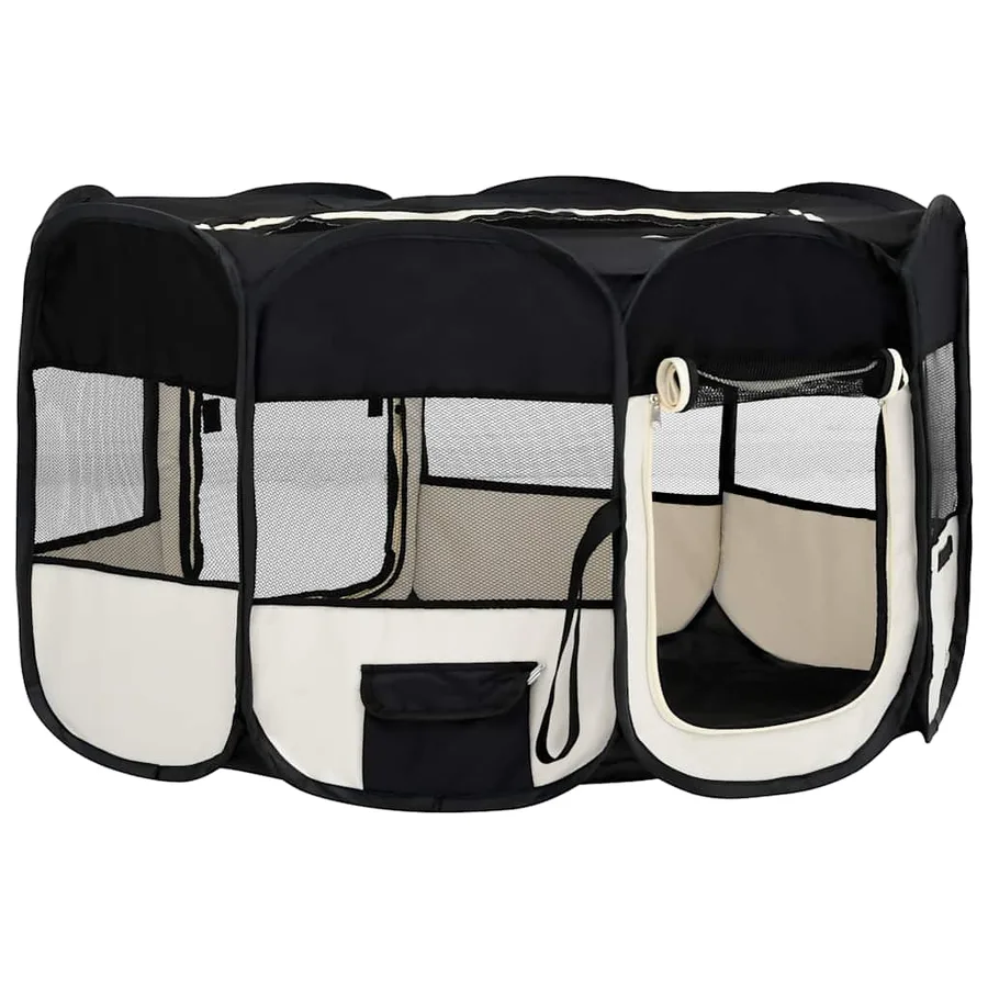 Parc pliable pour chien avec sac de transport Noir 145x145x61cm - 3
