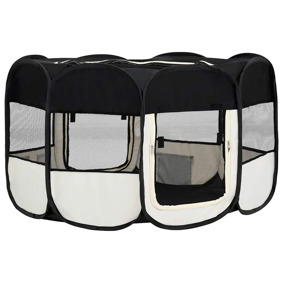 Parc pliable pour chien avec sac de transport Noir 145x145x61cm - 5