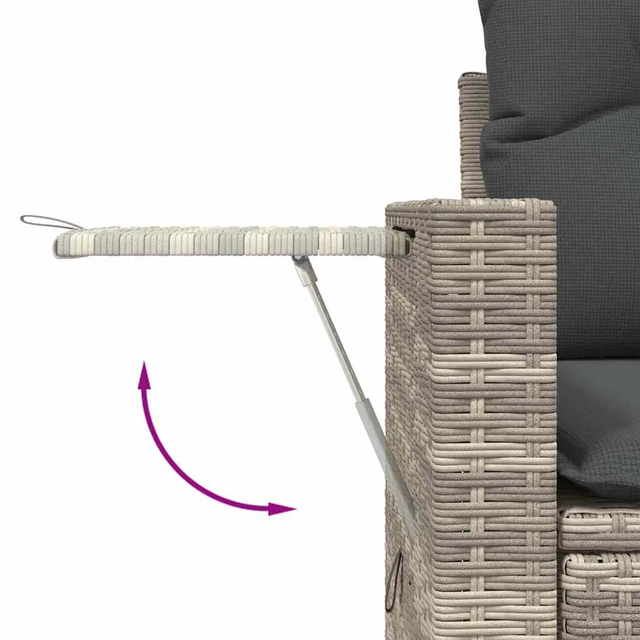 Salon de jardin avec coussins 7 pcs gris clair résine tressée - 8