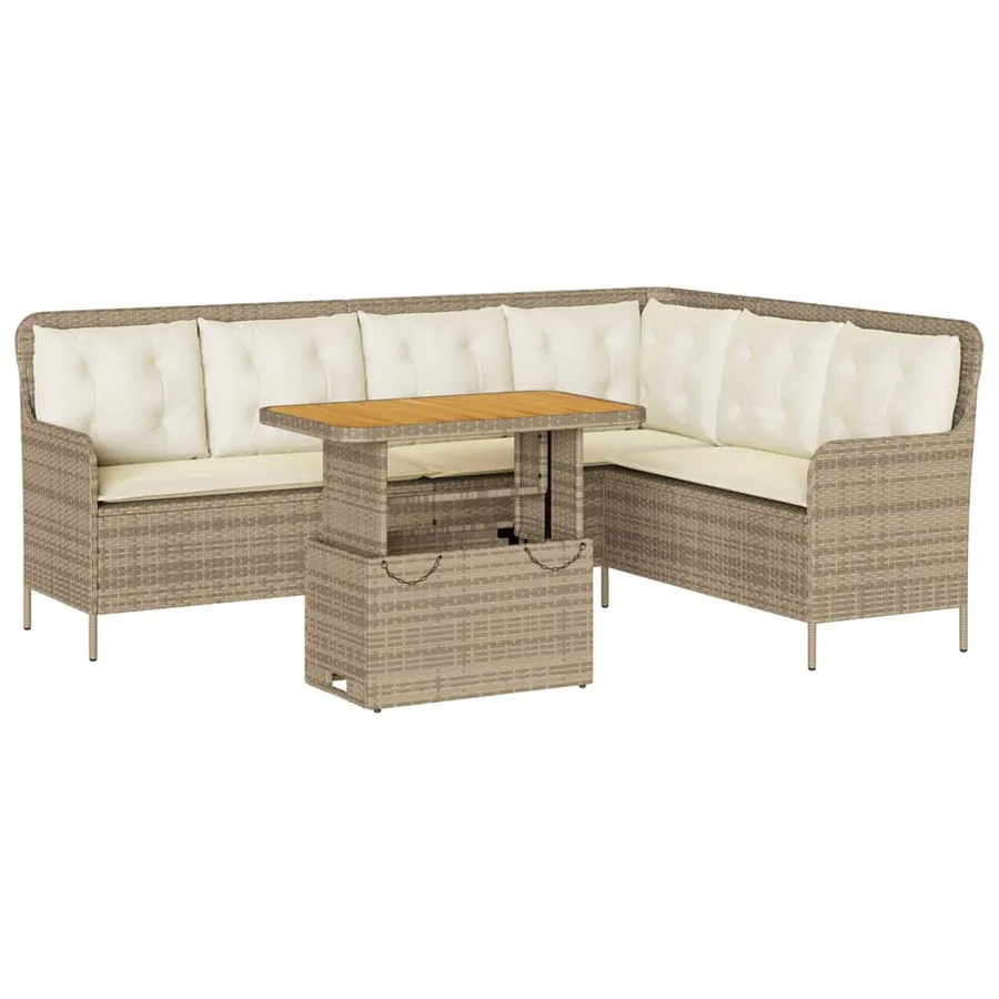 Salon de jardin avec coussins 2 pcs beige résine tressée - 2