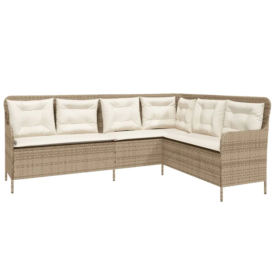 Salon de jardin avec coussins 2 pcs beige résine tressée - 3