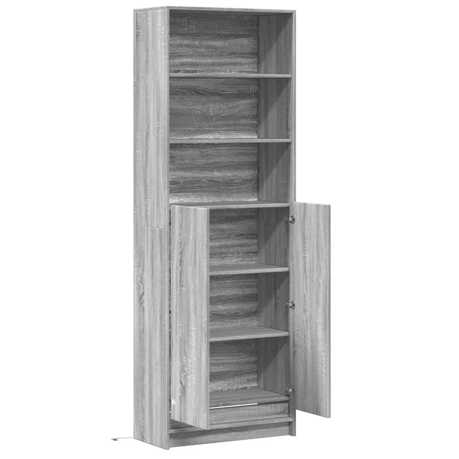 Buffet haut LED sonoma gris 69x32,5x200 cm bois d’ingénierie - 9