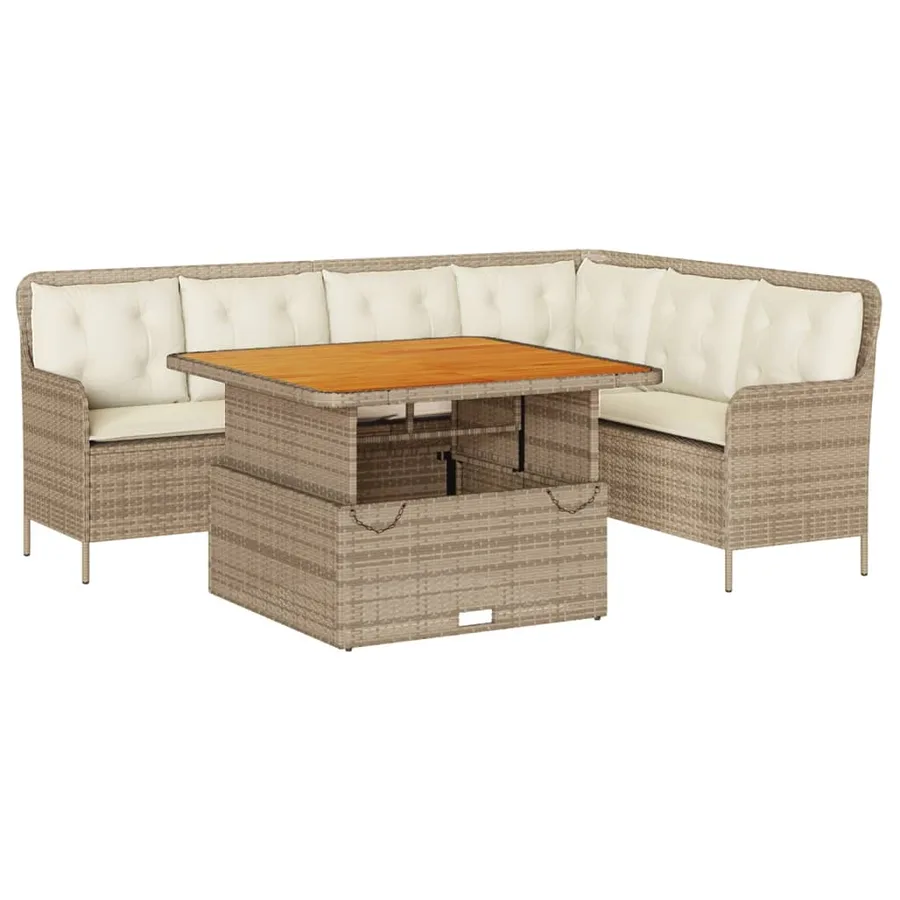 Salon de jardin avec coussins 2 pcs beige résine tressée - 2