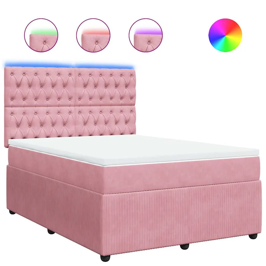 Sommier à lattes de lit avec matelas Rose 140x200 cm Velours - 2