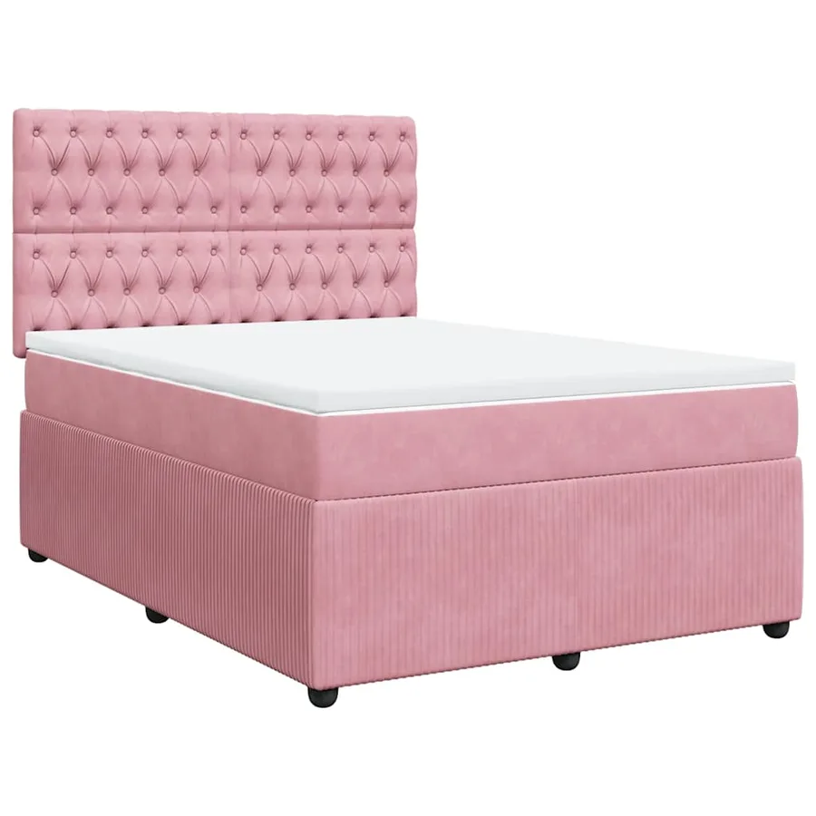Sommier à lattes de lit avec matelas Rose 140x200 cm Velours - 3