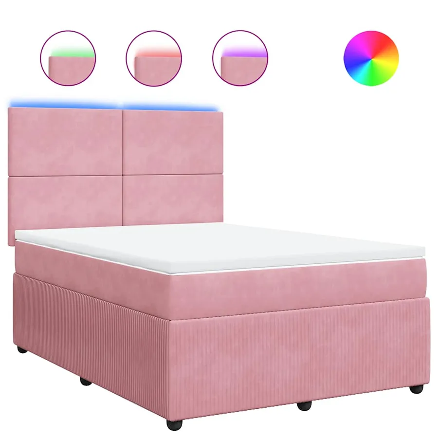 Sommier à lattes de lit avec matelas Rose 140x200 cm Velours - 2