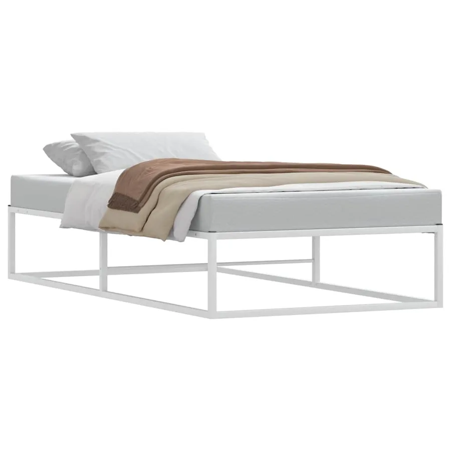 Cadre de lit sans matelas blanc 90x200 cm métal - 2