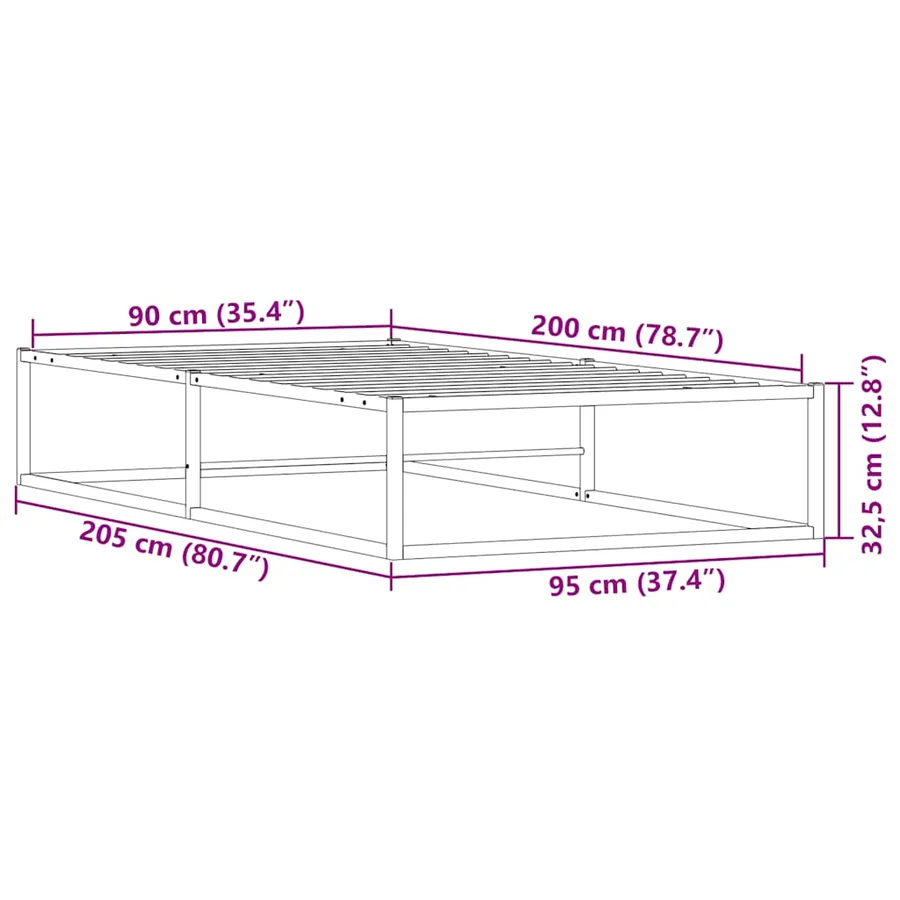 Cadre de lit sans matelas blanc 90x200 cm métal - 8