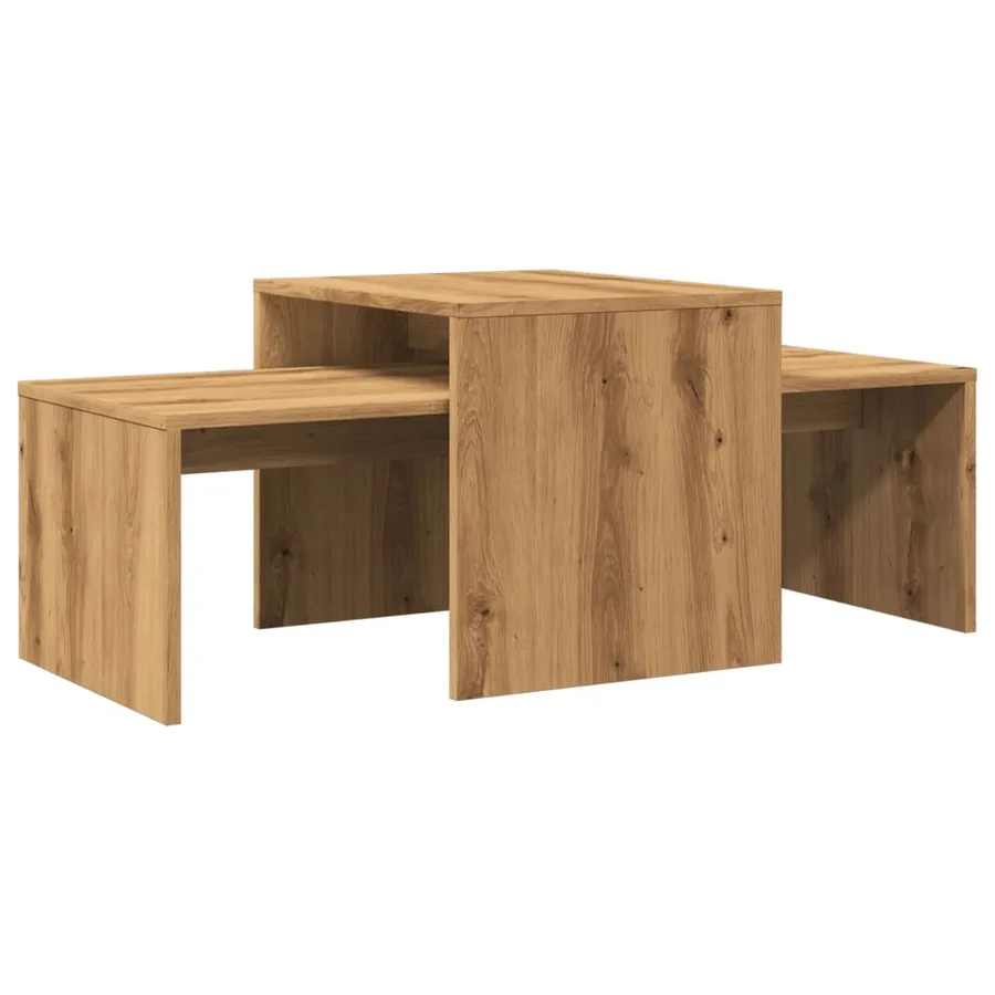 Table basse chêne artisanal 100x48x40 cm bois d'ingénierie - 2
