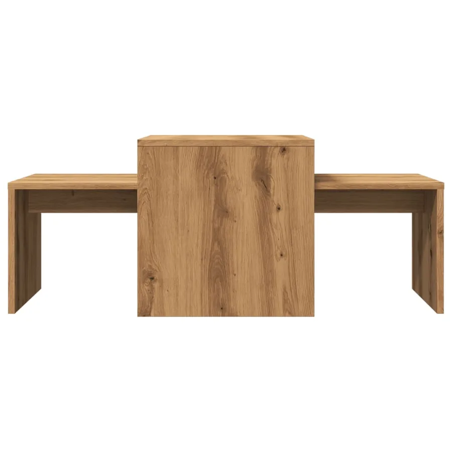 Table basse chêne artisanal 100x48x40 cm bois d'ingénierie - 4