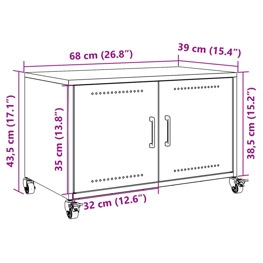 Meuble TV anthracite 68x39x43,5 cm acier - 13