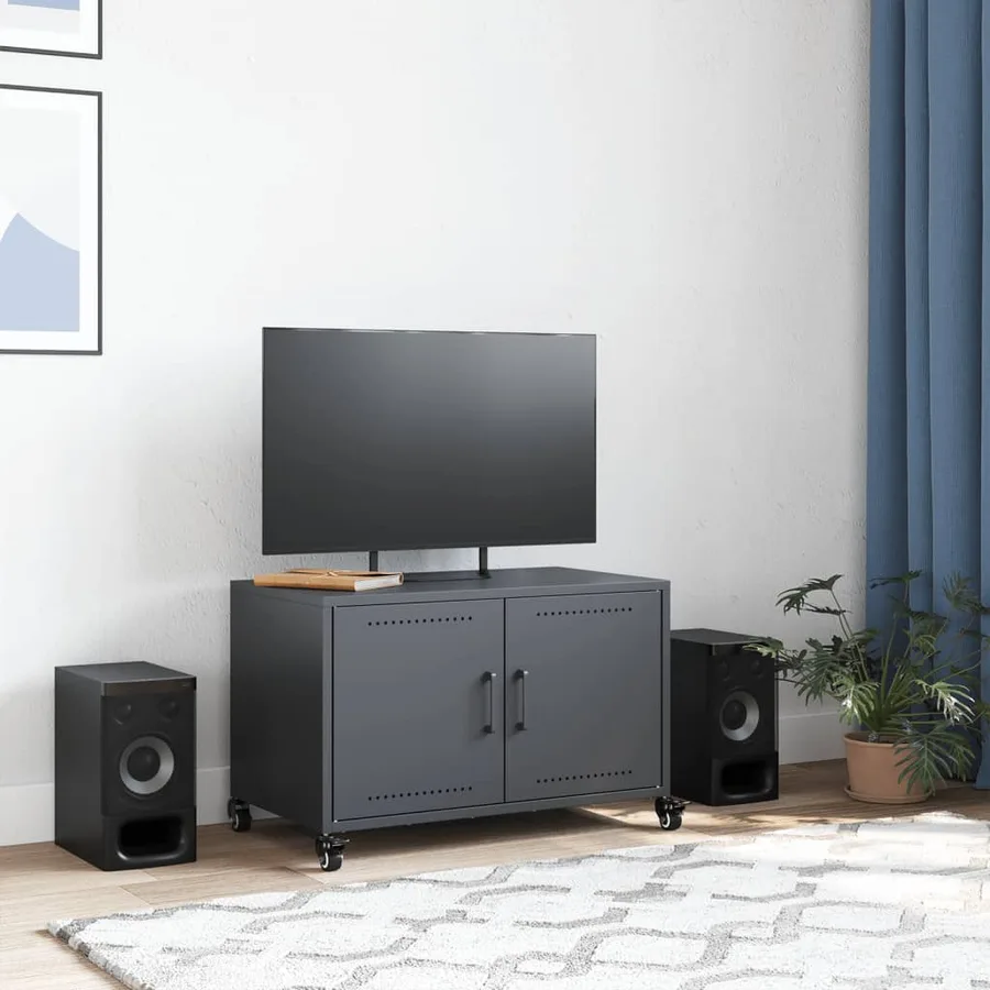 Meuble TV anthracite 68x39x43,5 cm acier - 3