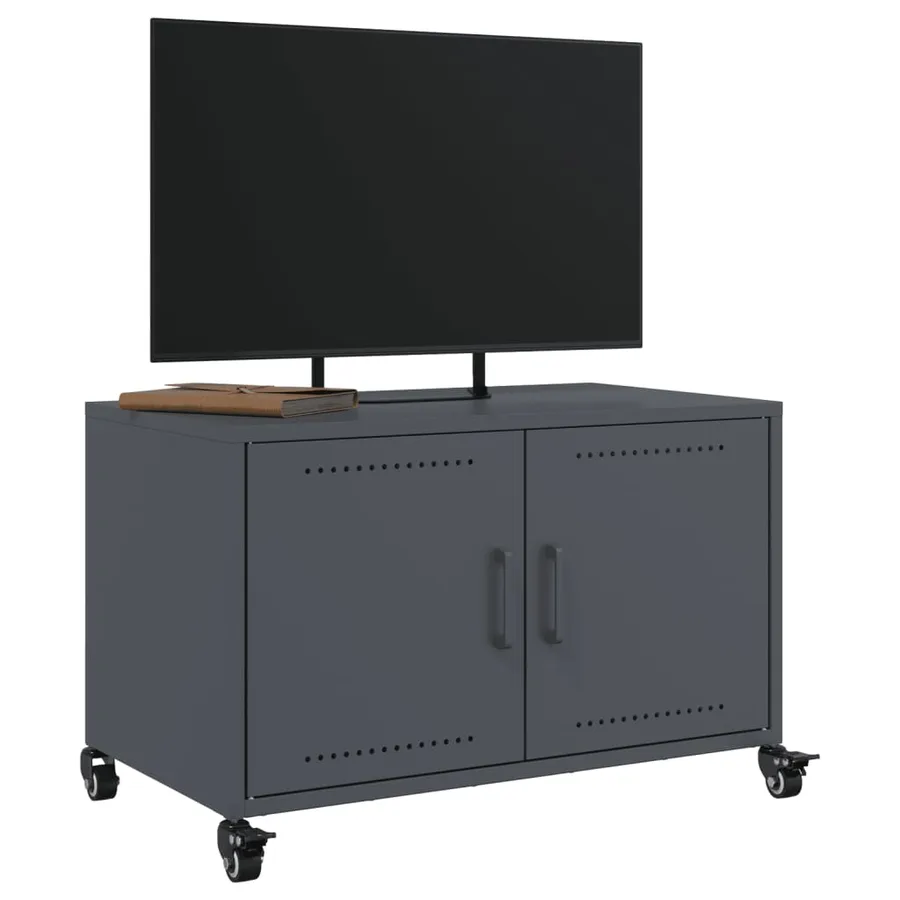 Meuble TV anthracite 68x39x43,5 cm acier - 5