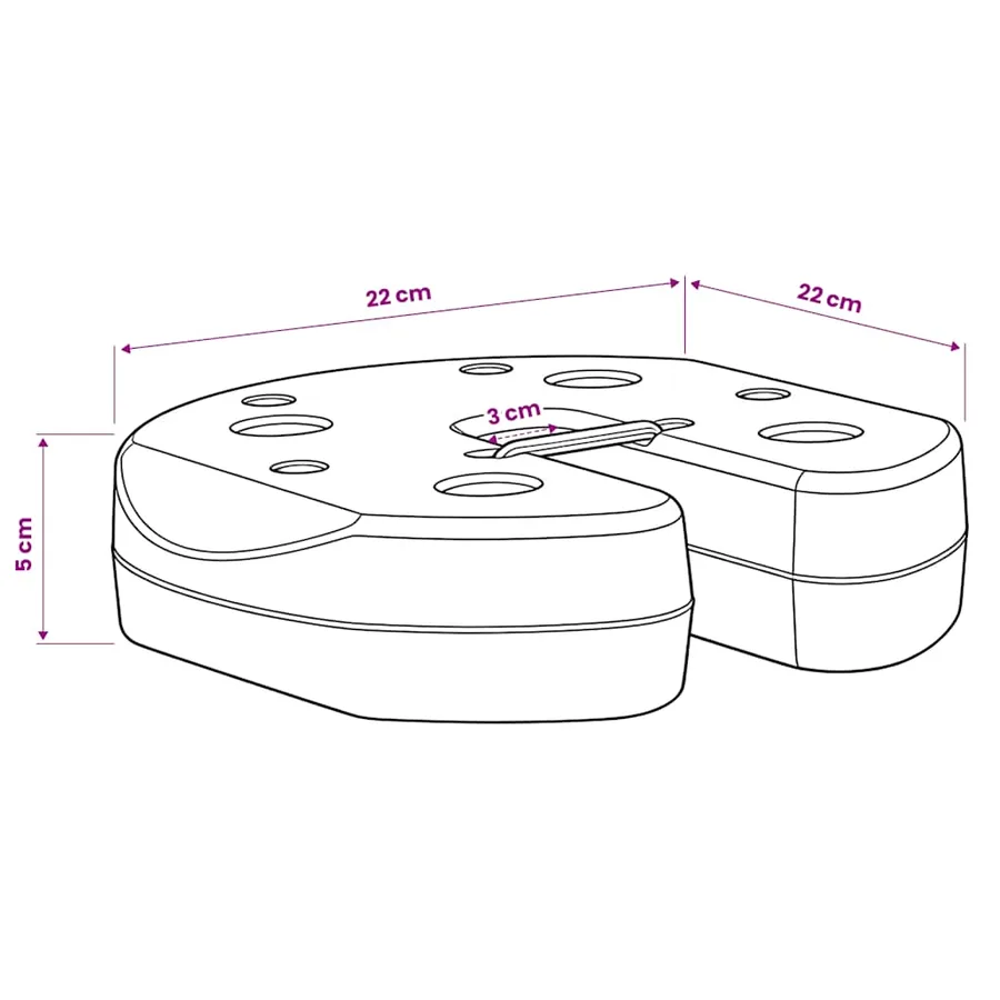 Poids pour belvédère 4 pcs Noir 220x50 mm Béton - 7
