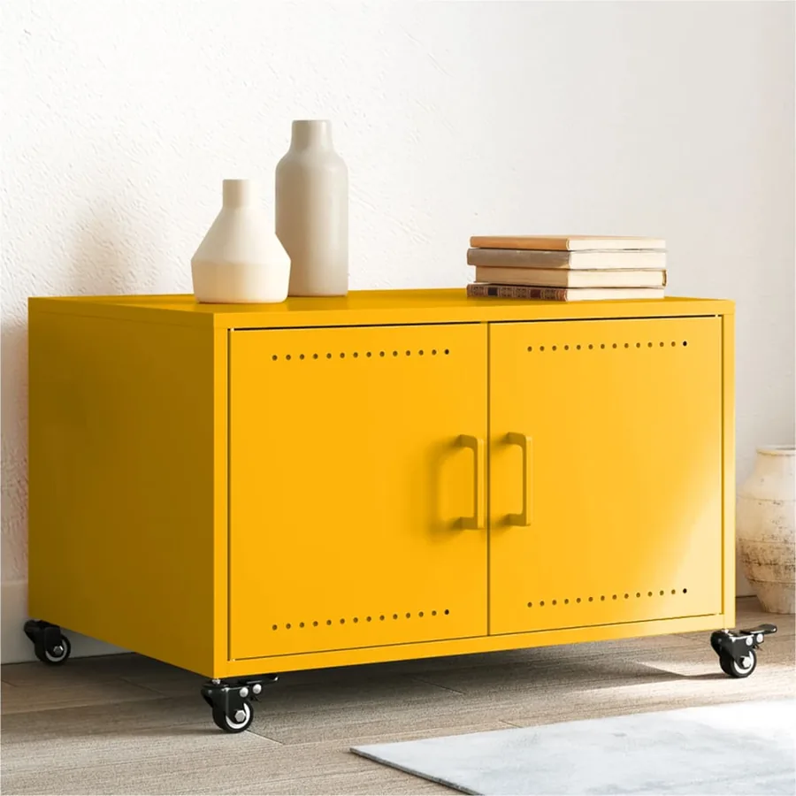 Table basse jaune moutarde 68x50x43,5 cm acier