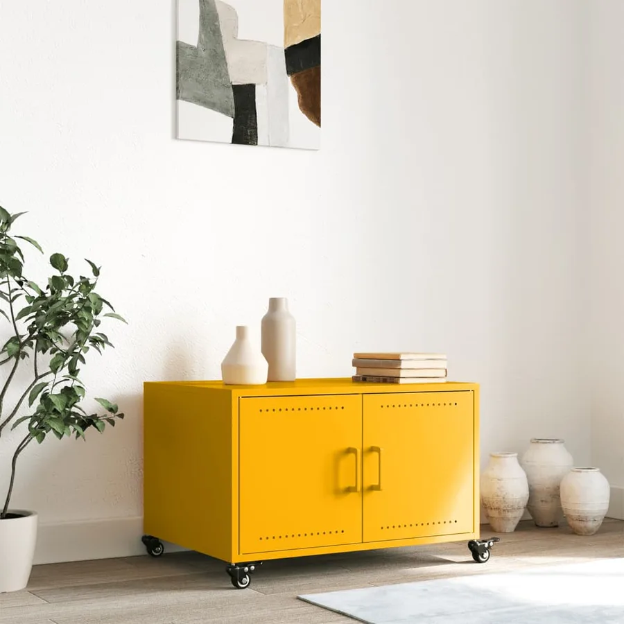 Table basse jaune moutarde 68x50x43,5 cm acier - 3