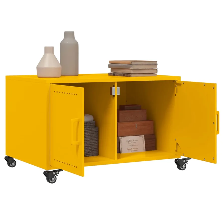 Table basse jaune moutarde 68x50x43,5 cm acier - 4