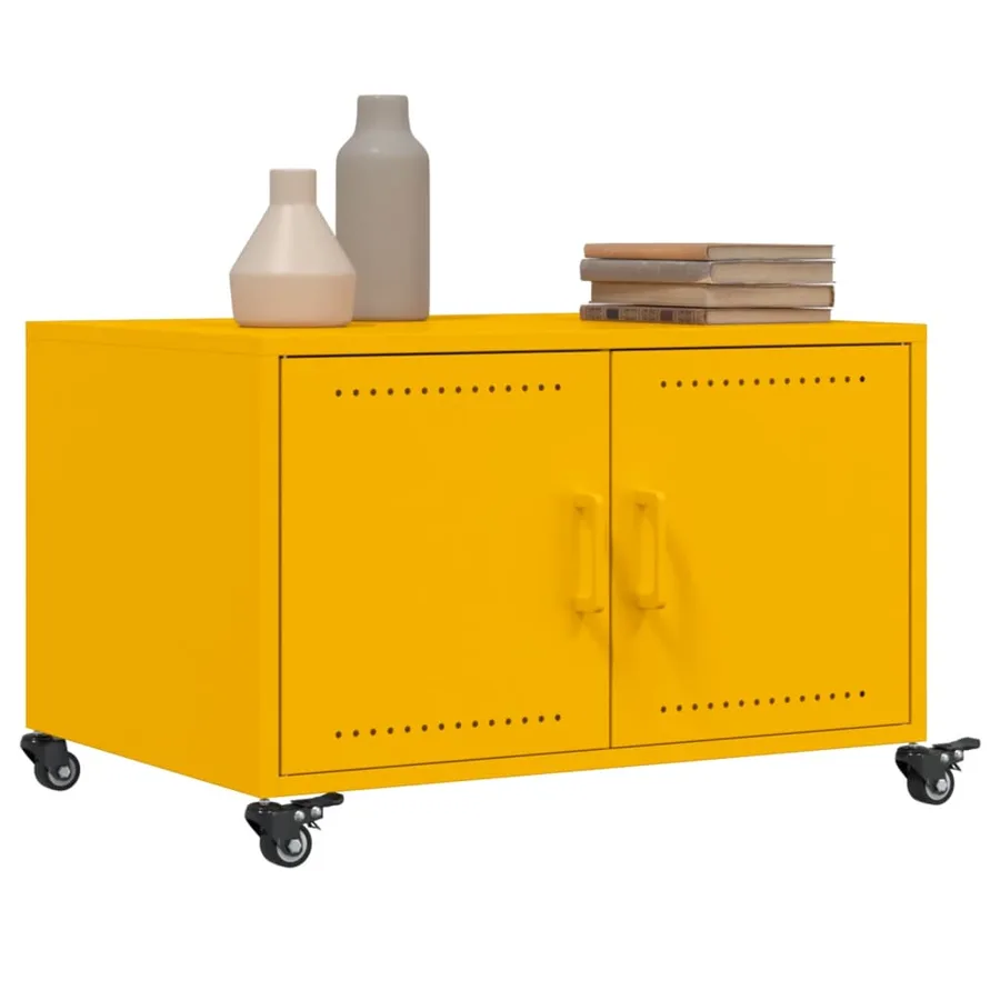 Table basse jaune moutarde 68x50x43,5 cm acier - 5