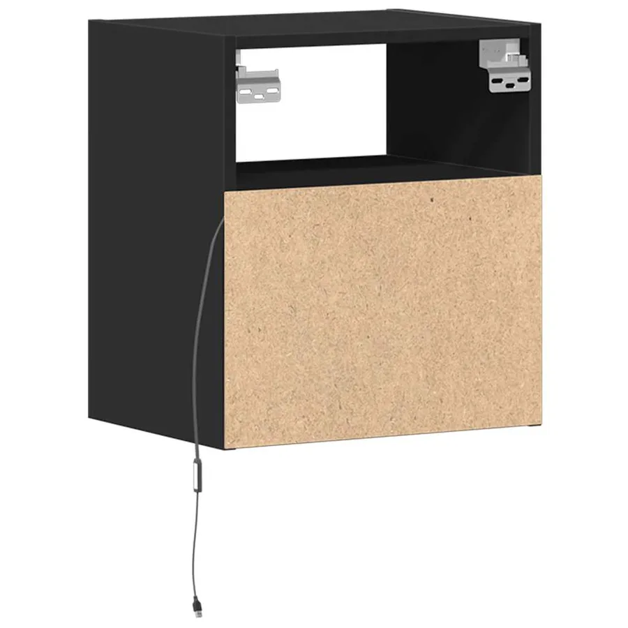 Meubles TV muraux avec lumières LED 2 pcs noir 41x31x45 cm - 8
