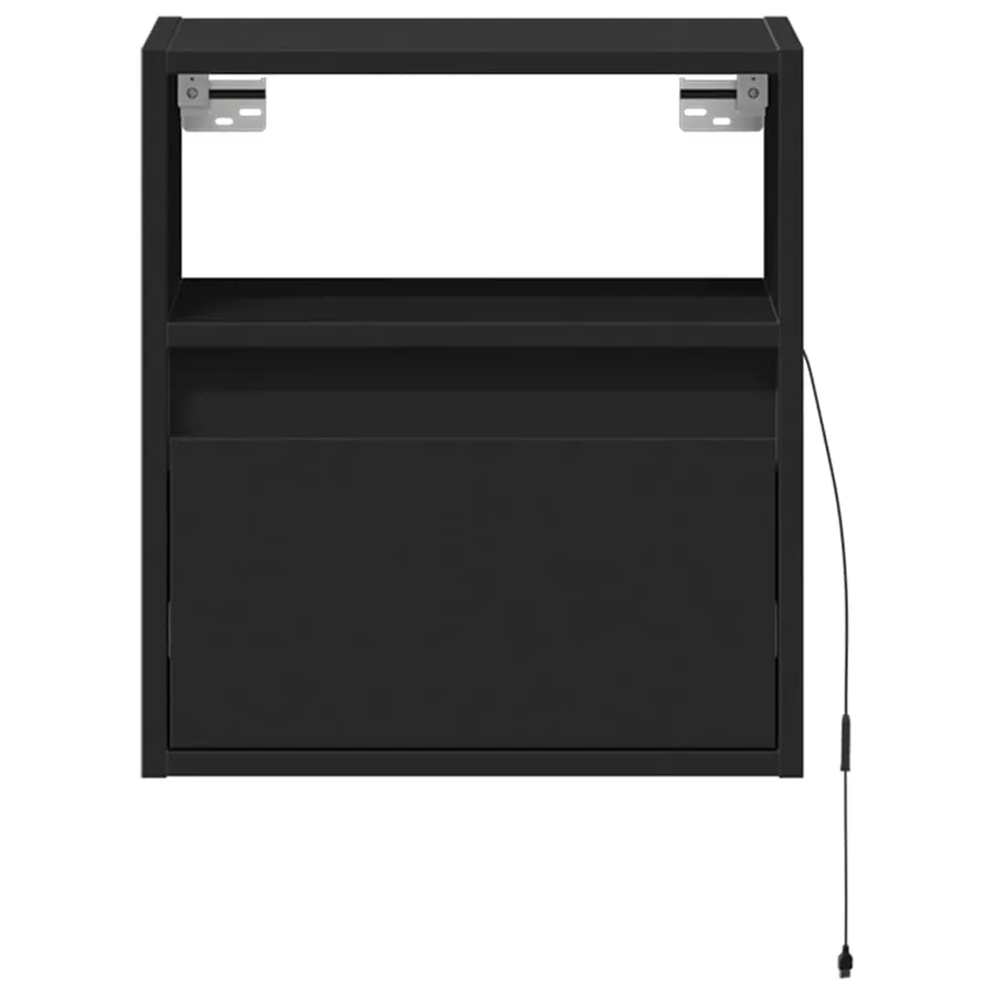 Tables de chevet murales avec lumières LED 2 pcs noir - 6