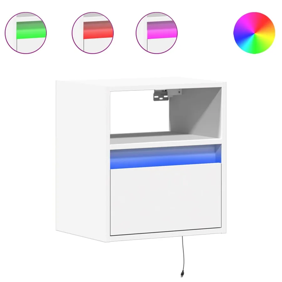 Meubles TV muraux avec lumières LED 2 pcs blanc 41x31x45 cm - 2