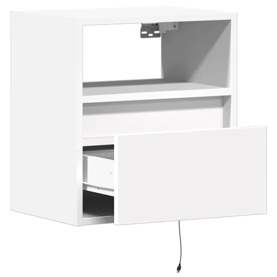 Meubles TV muraux avec lumières LED 2 pcs blanc 41x31x45 cm - 9