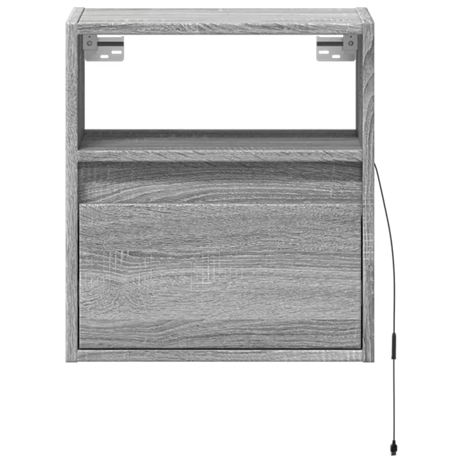 Tables de chevet murales avec lumières LED 2 pcs sonoma gris - 6