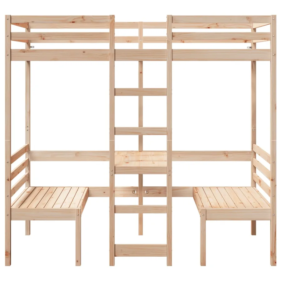 Lit mezzanine avec bureau et chaises 90x200 cm pin massif - 5