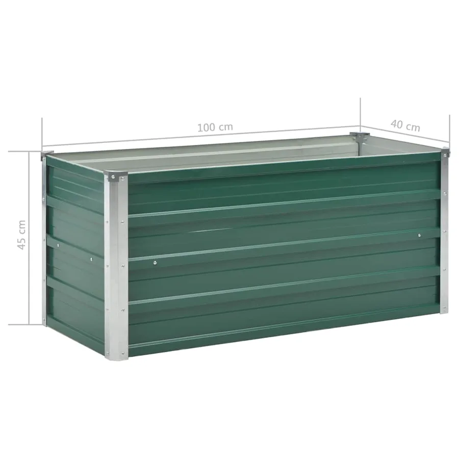 Raised Garden Bed Galvanised Steel 100x40x45 cm Green - 8