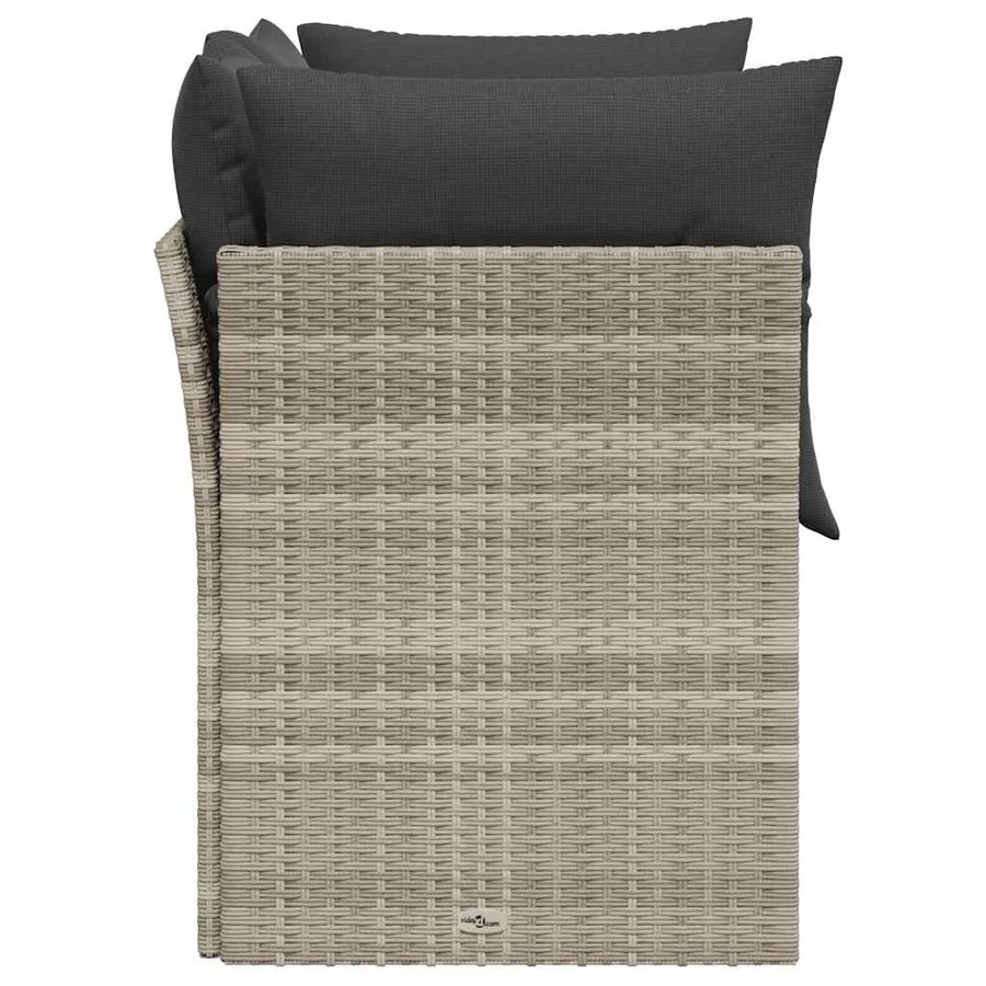 Canapé de jardin 2 places et coussins gris clair résine tressée - 5