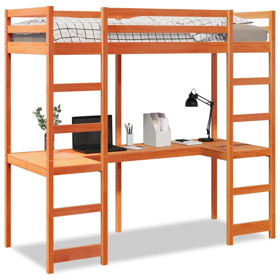 Cadre de lit superposé sans matelas 80x200cm bois de pin massif - 2