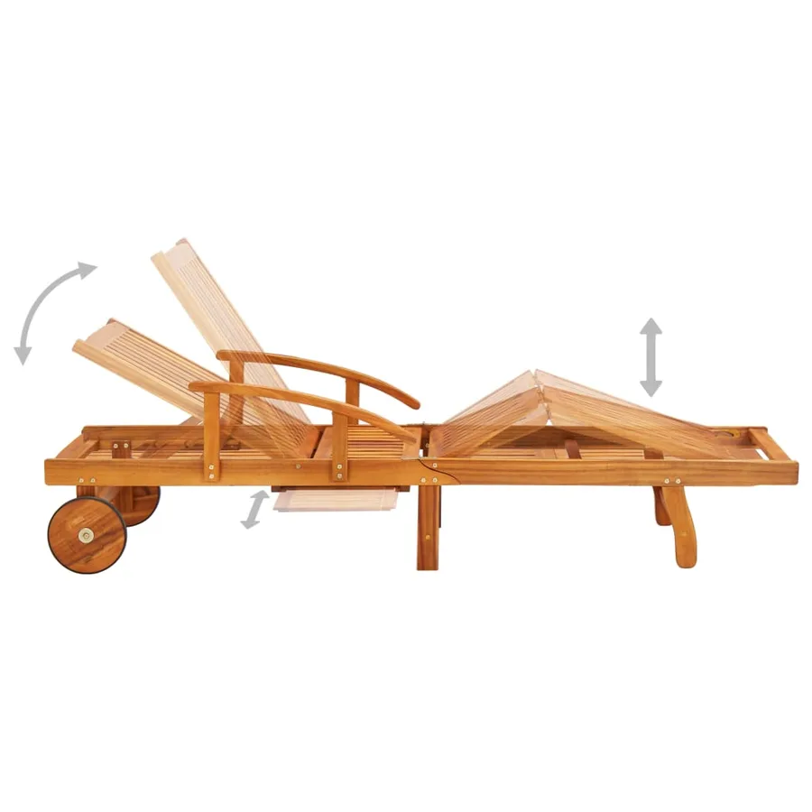 Chaise longue de jardin avec table et coussin Bois d'acacia - 3
