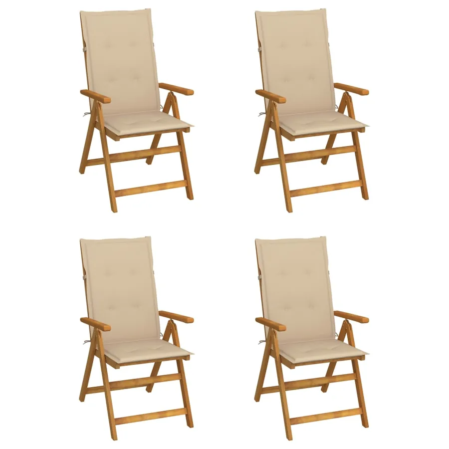 Chaises inclinables de jardin lot de 4 et coussins Bois acacia - 12