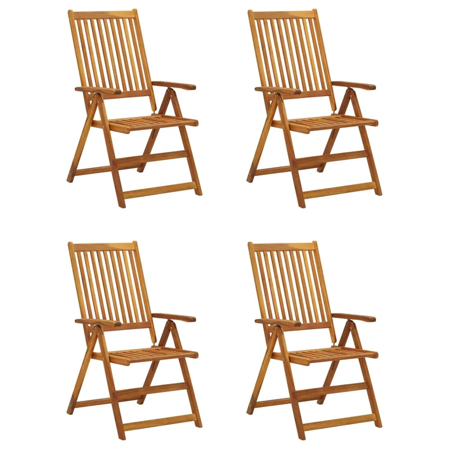 Chaises inclinables de jardin lot de 4 et coussins Bois acacia - 13