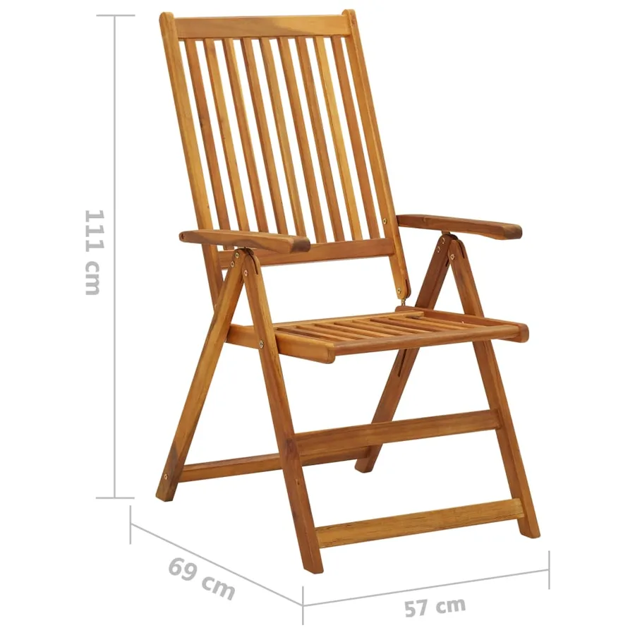 Chaises inclinables de jardin lot de 4 et coussins Bois acacia - 21