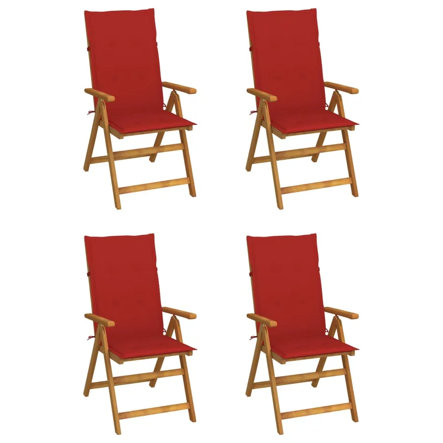 Chaises inclinables de jardin lot de 4 et coussins Bois acacia - 23