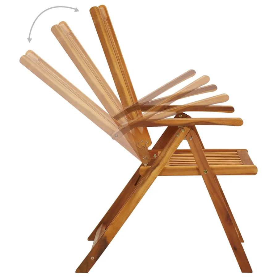 Chaises inclinables de jardin lot de 4 et coussins Bois acacia - 5