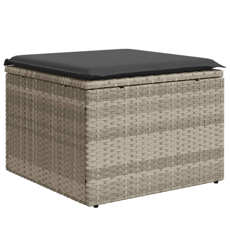 Salon de jardin 6 pcs avec coussins gris clair résine tressée - 6