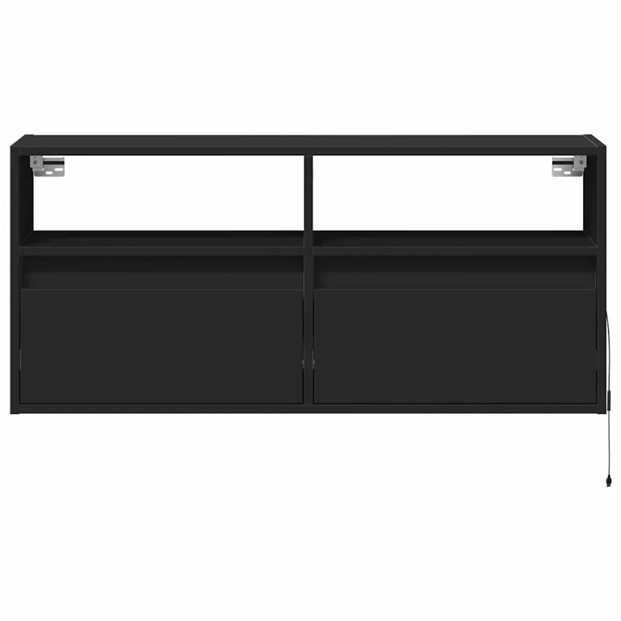 Meuble TV mural avec lumières LED noir 100x31x45 cm - 6