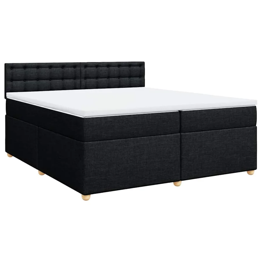Sommier à lattes de lit avec matelas Noir 200x200 cm Tissu - 3