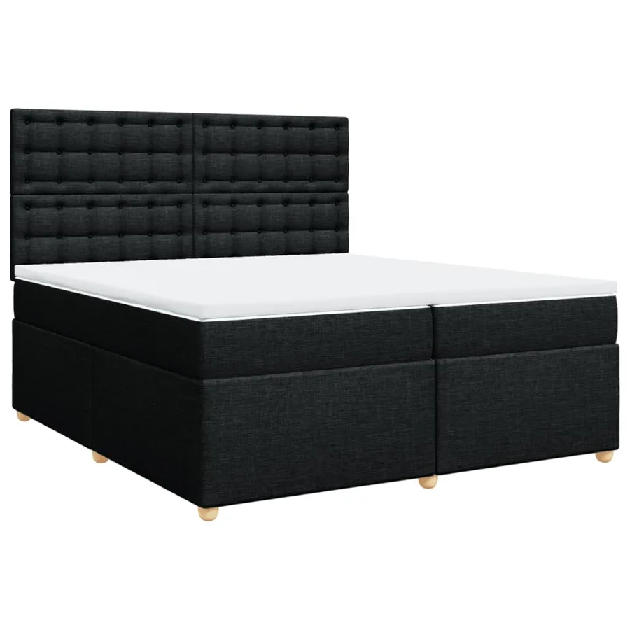 Sommier à lattes de lit avec matelas Noir 200x200 cm Tissu - 2