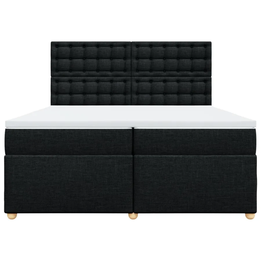 Sommier à lattes de lit avec matelas Noir 200x200 cm Tissu - 4