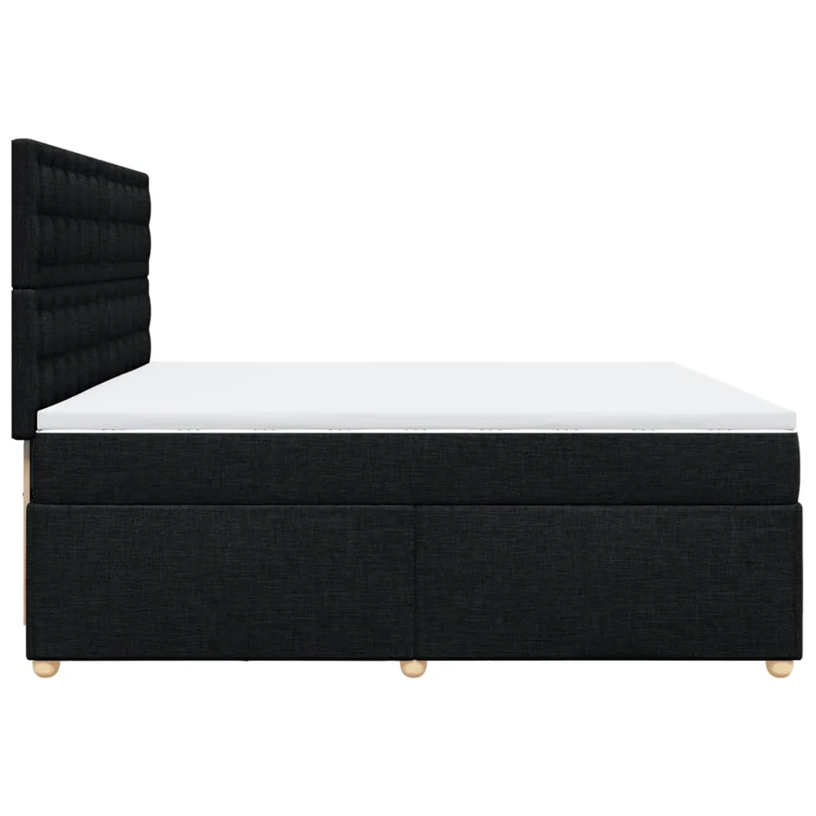 Sommier à lattes de lit avec matelas Noir 200x200 cm Tissu - 5